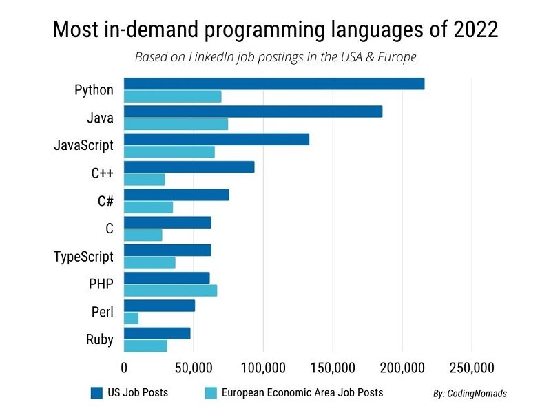 Most in-demand programming languages