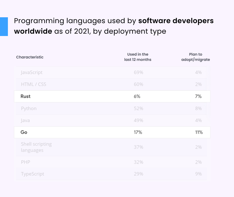 programming languages used by software developers