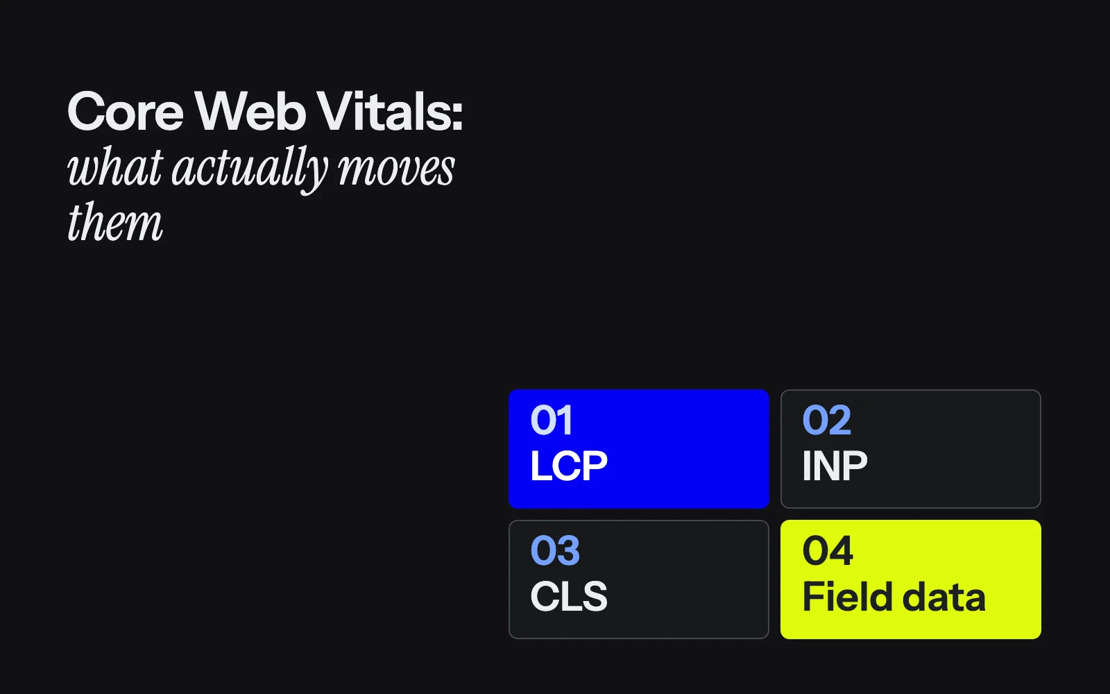 Core Web Vitals: what actually moves LCP, INP and CLS, and how to read field data