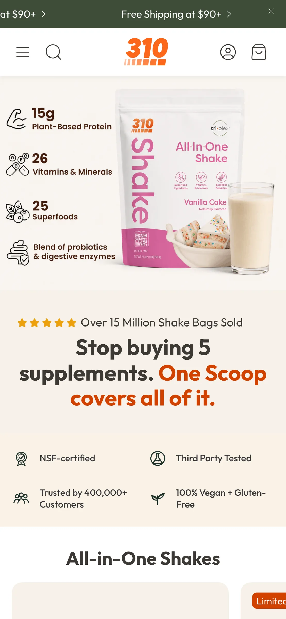 All-in-One Shakes collection on a phone