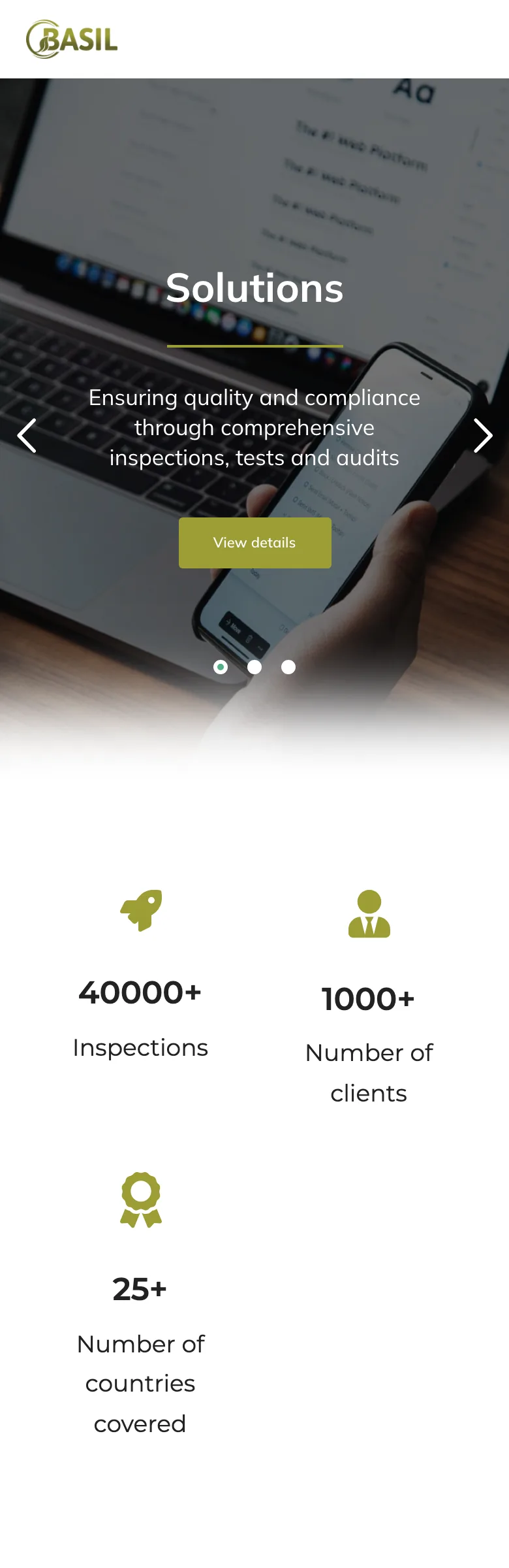 The full Basil homepage on a phone