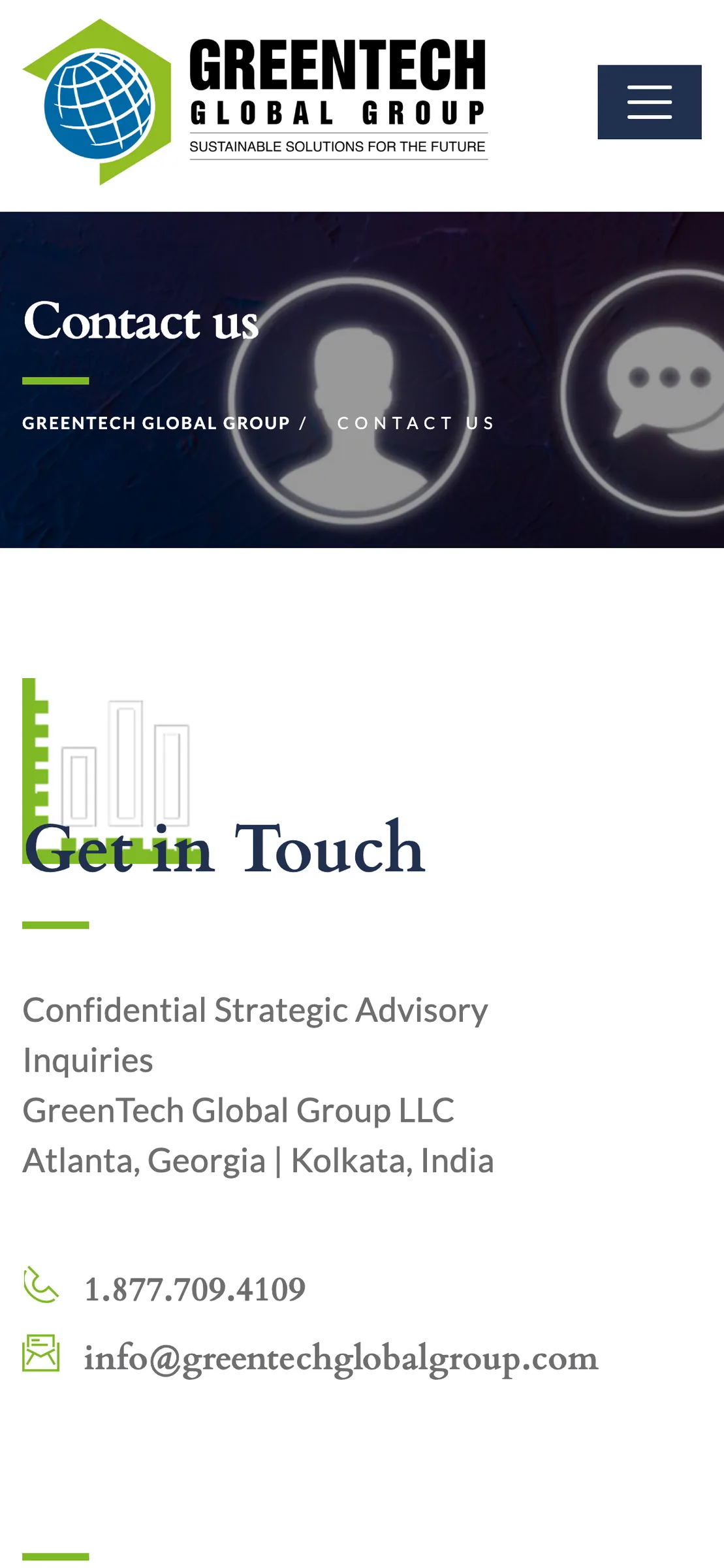The contact page on a phone