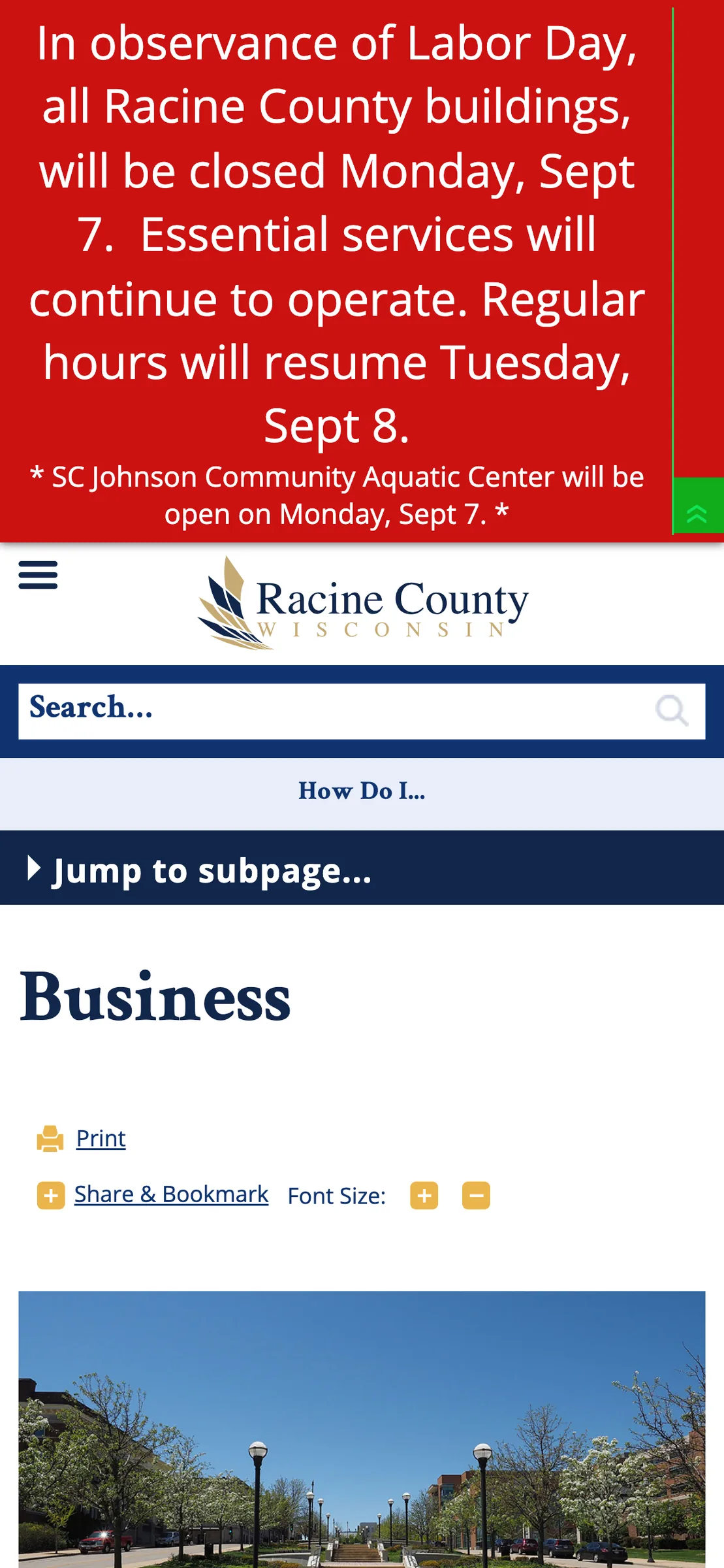 Business section on a phone