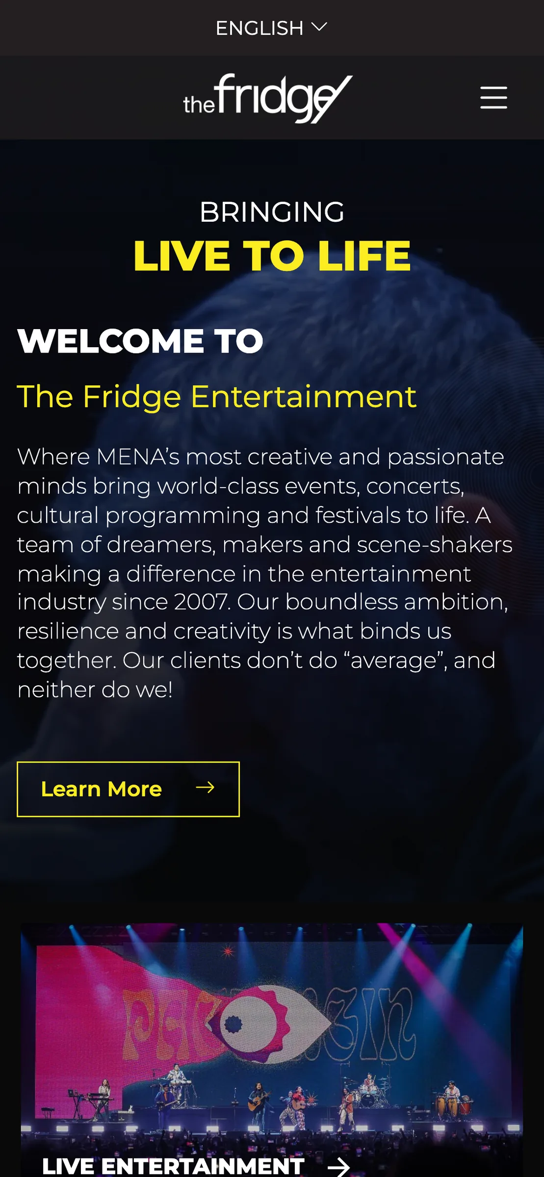 The same homepage on a phone